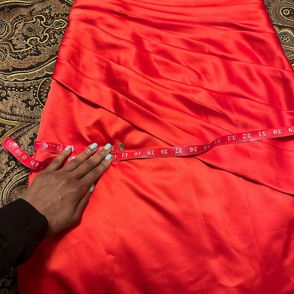 Red Satin staples full length gown . - Picture 8 of 10